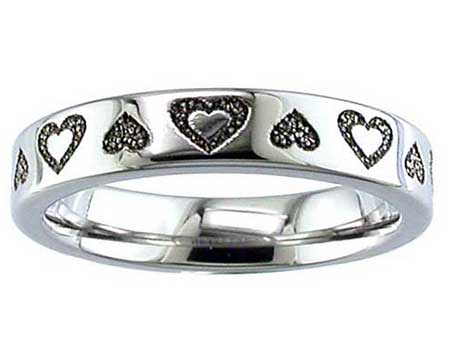 Hearts Titanium Wedding Ring