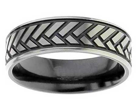 Herringbone Mens Wedding Ring