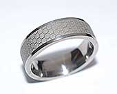 Honeycomb Engraved Titanium Wedding Ring