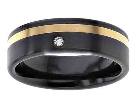 Inlaid Diamond Mens Wedding Ring