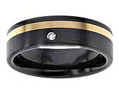 Inlaid Diamond Mens Wedding Ring