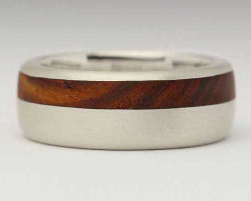 Inlaid Domed Wooden Wedding Ring