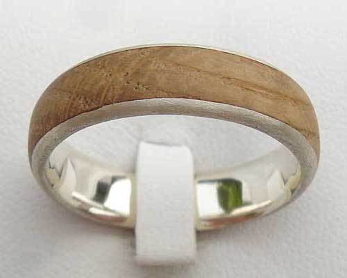 Domed Inlaid Wooden Wedding Ring