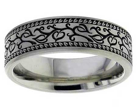 Leaves Pattern Titanium Wedding Ring, Best Wedding Rings