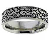 Leaves Pattern Titanium Wedding Ring