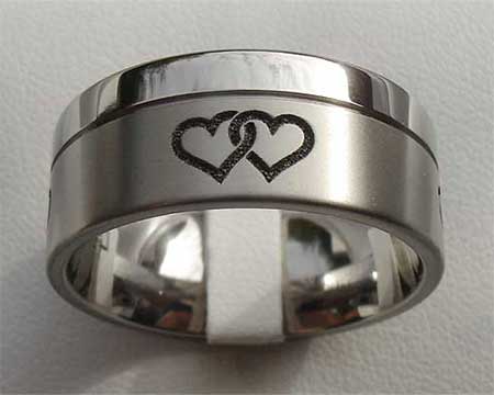 Love Hearts Titanium Wedding Ring