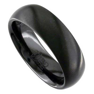 Mens Black Domed Profile Wedding Ring
