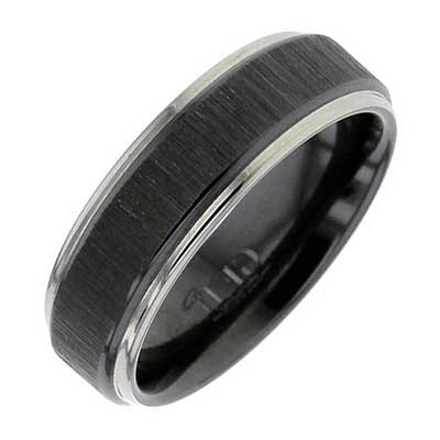 Mens Black Textured Wedding Ring