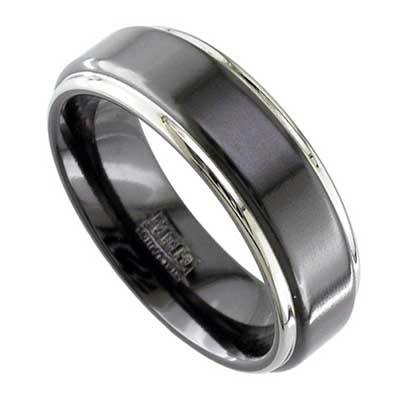 Mens Black Two Tone Wedding Ring