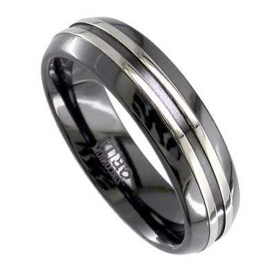 Mens Contemporary Two Tone Wedding Ring