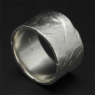 Mens Distressed Silver Wedding Ring