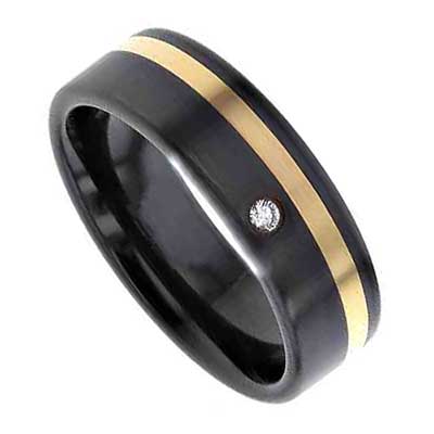 Mens Inlaid Diamond Wedding Ring
