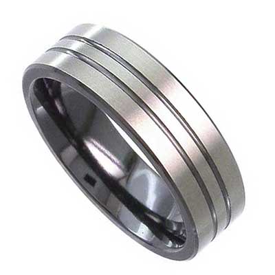 Mens Twin Grooved Wedding Ring