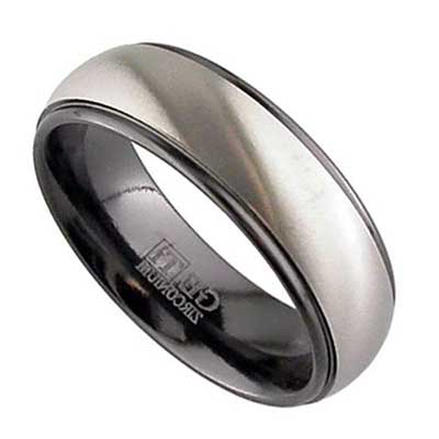Mens Two Tone Domed Wedding Ring
