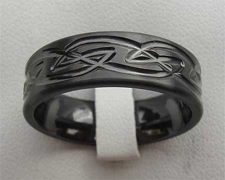 Modern Black Celtic Wedding Ring