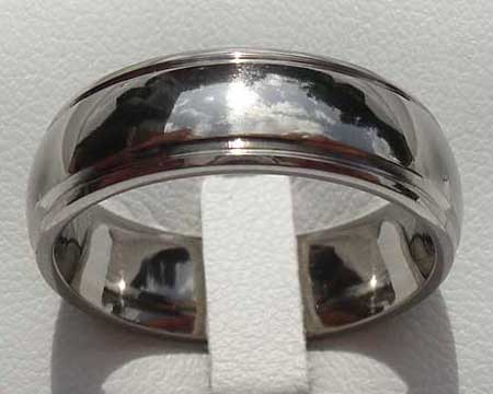 Modern Domed Titanium Wedding Ring