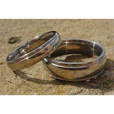 Modern Domed Titanium Wedding Rings