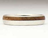 Narrow Offset Inlaid Wooden Wedding Ring
