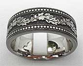Oak Leaf Titanium Wedding Ring