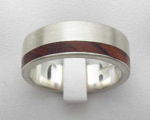 Offset Inlaid Wooden Wedding Ring