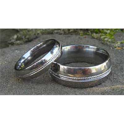 Patterned Titanium Wedding Rings
