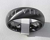 Custom Roman Numeral Black Wedding Ring