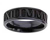 Roman Numerals Black Wedding Ring