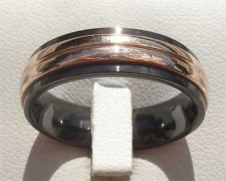 Rose Gold Inlaid Mens Wedding Ring