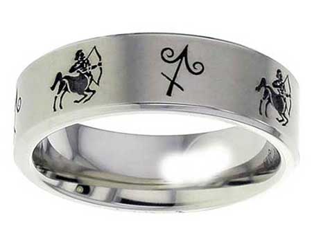 Sagittarius Titanium Wedding Ring