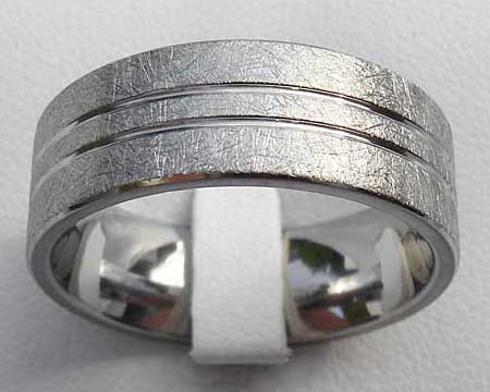 Scratched Texture Titanium Wedding Ring