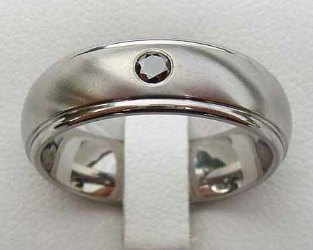 Shoulder Cut Black Diamond Wedding Ring