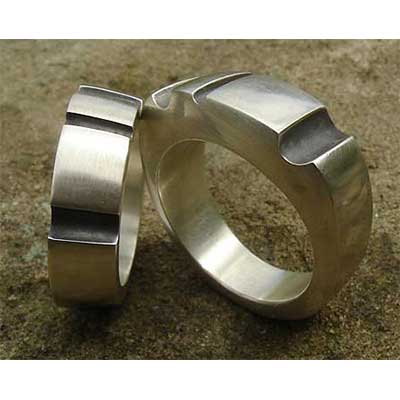 Silver Designer Mens Wedding Rings