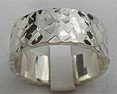 Squared Hammered Silver Wedding Ring