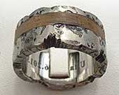Textured Titanium & Wood Wedding Ring