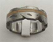 Textured Titanium & Wooden Wedding Ring