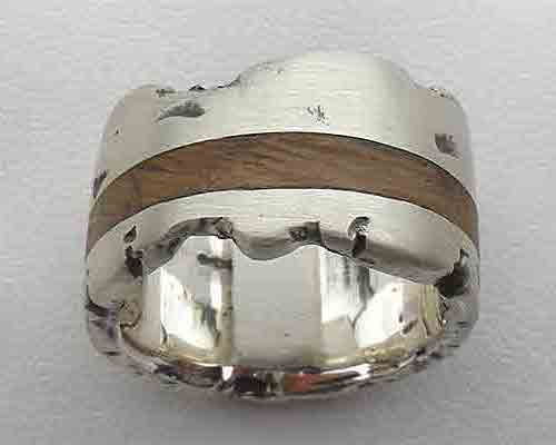 Textured Wide Wooden Wedding Ring