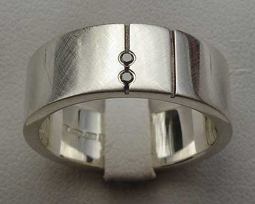 Twin Black Diamond Wedding Ring