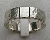Twin Etched Lines Silver Wedding Ring