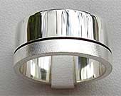 Twin Finish Silver Mens Wedding Ring