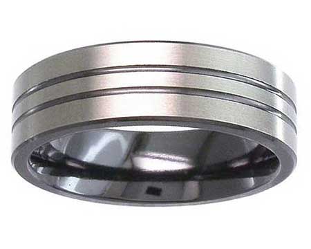 Twin Grooved Mens Wedding Ring