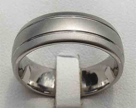 Twin Grooved Titanium Wedding Ring