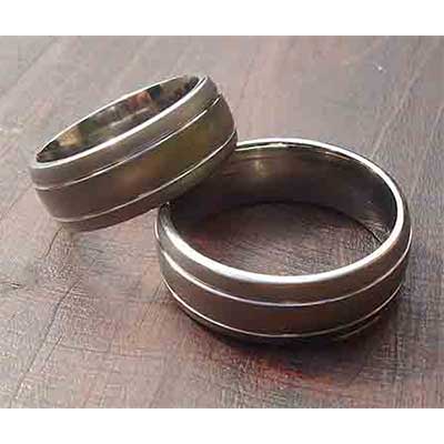 Twin Grooved Titanium Wedding Rings