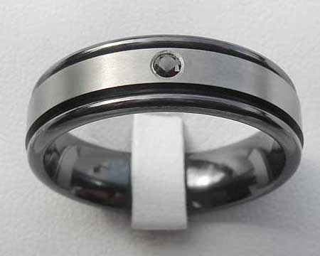 Two Tone Black Diamond Wedding Ring
