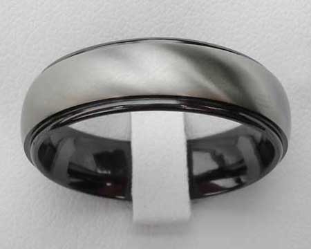 Two Tone Domed Mens Wedding Ring