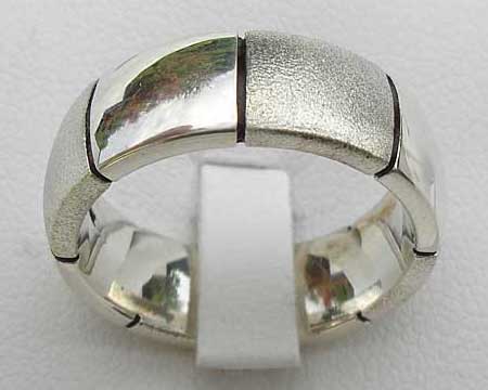 Two Tone Domed Silver Wedding Ring