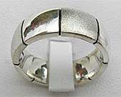 Two Tone Domed Silver Wedding Ring