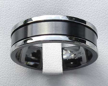 Two Tone Flat Mens Wedding Ring