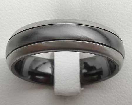 Two Tone Mens Domed Wedding Ring