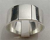 Two Tone Mens Silver Wedding Ring