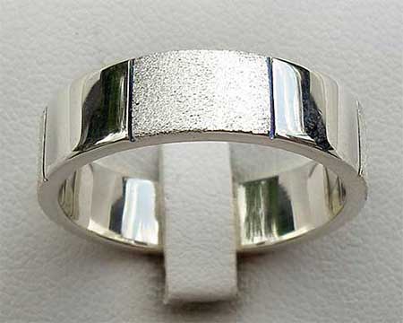 Two Tone Sterling Silver Wedding Ring